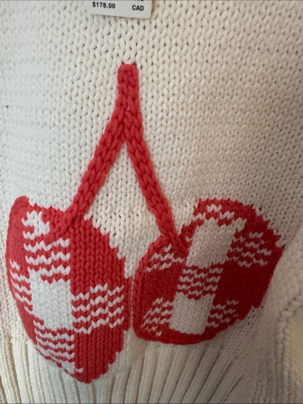 Anthropologie Cream Crewneck Sweater with Red Cherry Graphic - Picture 4 of 7